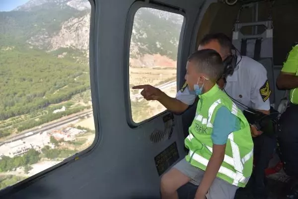 8 yaşındaki Ali'nin helikoptere binme hayali gerçek oldu