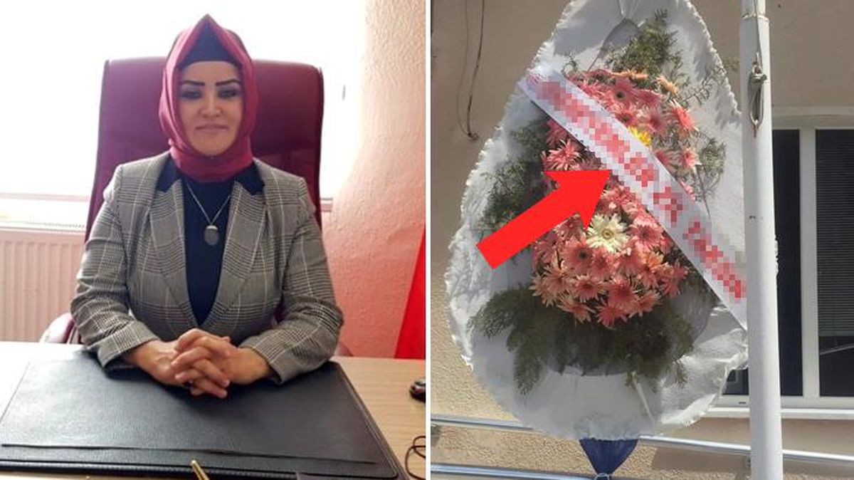 Atama sonrası müdüre gönderilen çelenk dikkat çekti: Çekemeyenler zil taksın