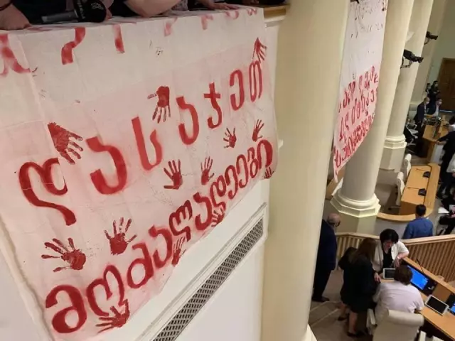 Gürcistan'da basın mensuplarının protestosu parlamentoda oturumun iptal edilmesine neden oldu