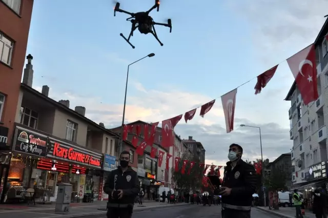 Kars polisinden drone destekli trafik denetimi