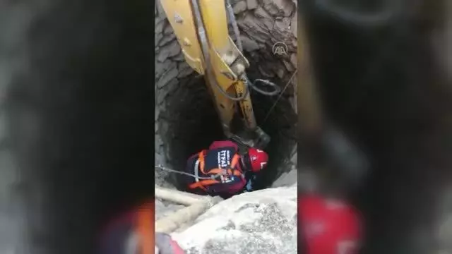 Kuyuya düşen inek itfaiye ekiplerince kurtarıldı