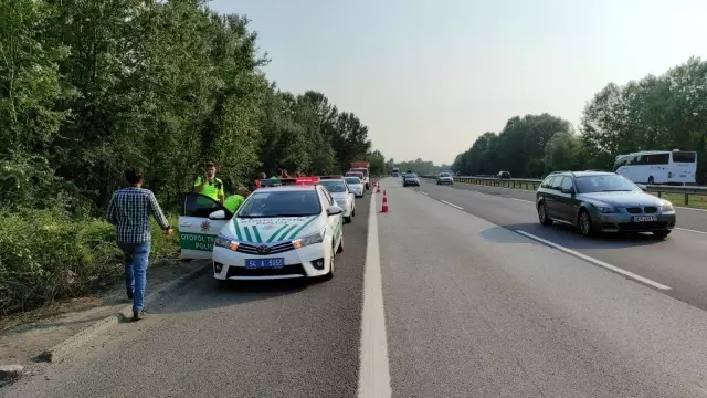 TEM'de kontrolden çıkan otomobil ağaçlık alana uçtu: 3 yaralı