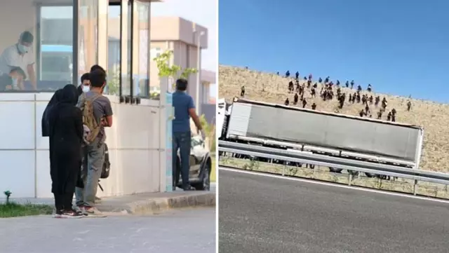 Tırdan inerken yakalanan göçmenlerin 7'sinin koronavirüs testi pozitif çıktı Tırdan inerken yakalanan göçmenlerin 7'sinin koronavirüs testi pozitif çıktı