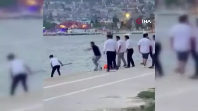Büyükçekmece'de restoran çalışanları denize giren vatandaşlara böyle saldırdı