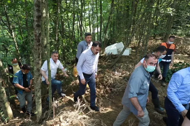 Bakan Kurum, Güneysu'da incelemelerini sürdürdü