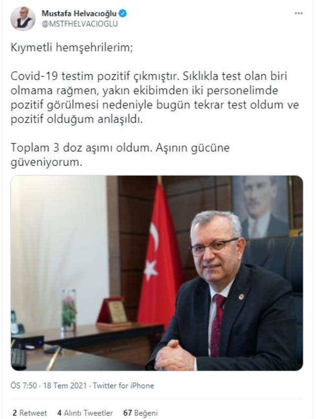 Keşan Belediye Başkanı Helvacıoğlu, koronavirüse yakalandı