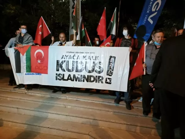 Sivil toplum kuruluşlarından İsrail Büyükelçiliği önünde protesto