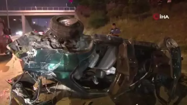TEM Otoyolu'nda kontrolden çıkarak ağaçlık alana dalan otomobil takla attı: 1 yaralı