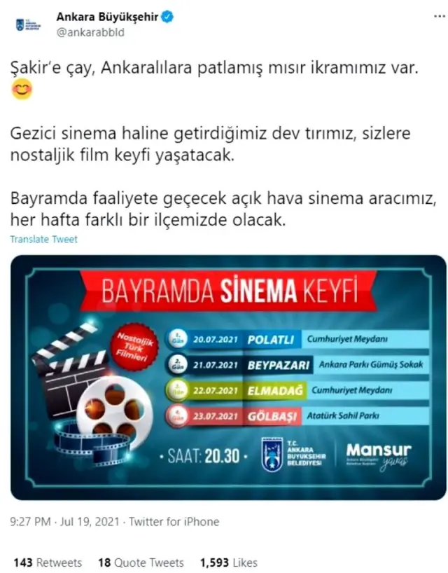AÇIK HAVADA SİNEMA GÜNLERİ BAŞLIYOR AÇIK HAVADA SİNEMA GÜNLERİ BAŞLIYOR