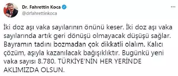 Son dakika sağlık: Bakan Koca: İki doz aşı vaka sayılarının önünü keser Son dakika sağlık: Bakan Koca: İki doz aşı vaka sayılarının önünü keser