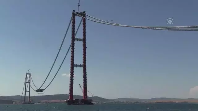 ÇANAKKALE - '1915 Çanakkale Köprüsü'nün tabliye montaj çalışmaları devam ediyor