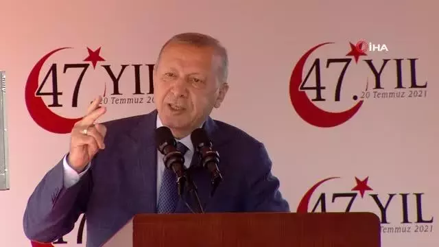 Cumhurbaşkanı Recep Tayyip Erdoğan KKTC'de 20 Temmuz Barış ve Özgürlük Bayramı töreninde yaptığı açıklamada, 'Ülkelerimizi tek taraflı kararla...