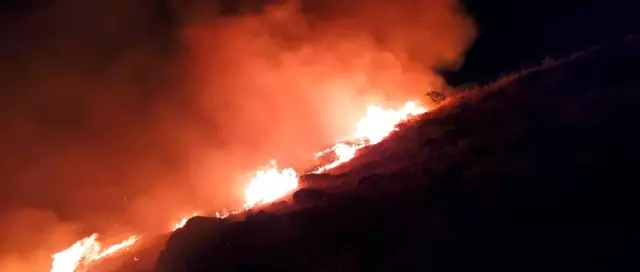 Elazığ'daki örtü yangını rüzgarın etkisiyle yeniden alevlendi