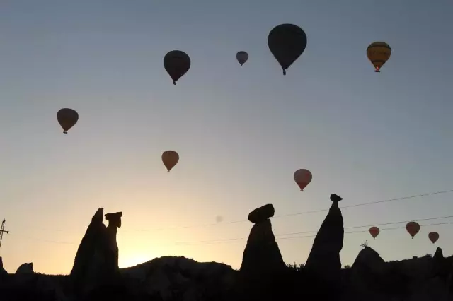Kapadokya'da bayramı gökyüzünde karşıladılar