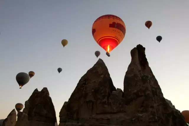 Kapadokya'da bayramı gökyüzünde karşıladılar