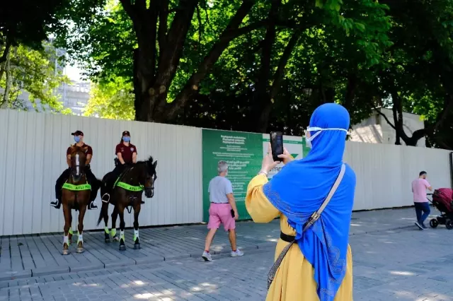 Kurban bayramında Ayasofya'da atlı polislerle denetim
