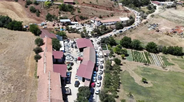 Kurban kesmek için akın ettiler, uzun araç kuyrukları oluştu