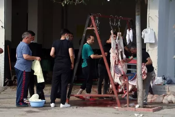 Kurbanlıklarını sokaklarda kestiler