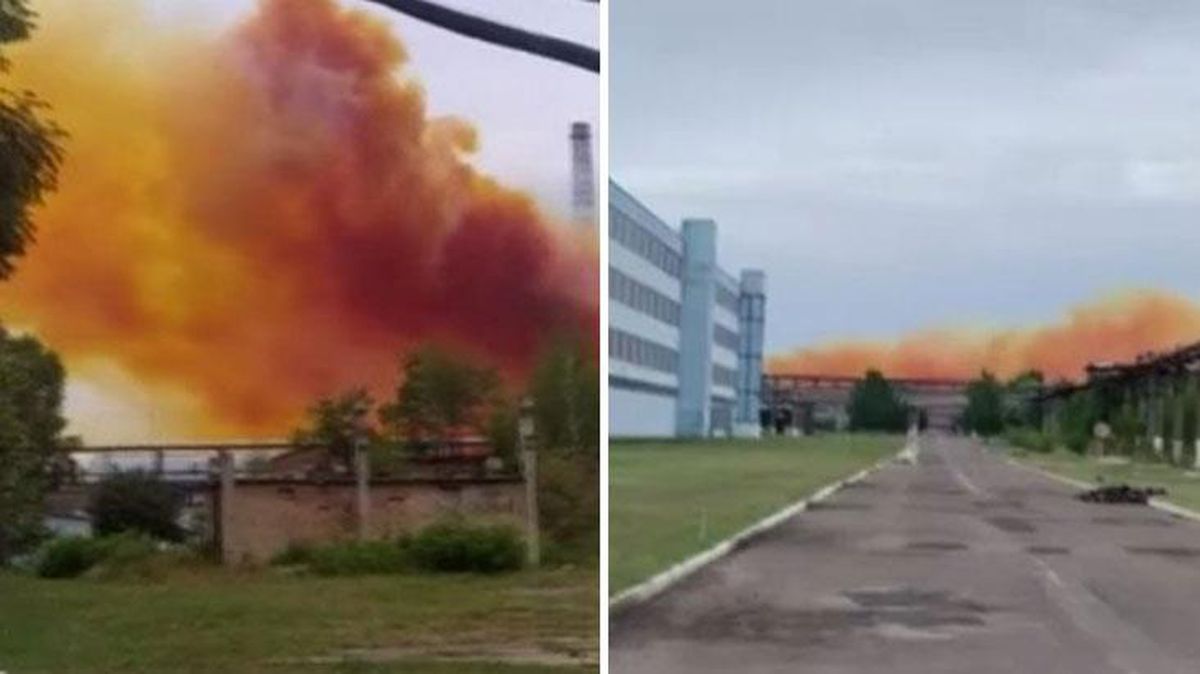 Ukrayna'da azot fabrikasındaki patlama, gökyüzünü turuncuya boyadı