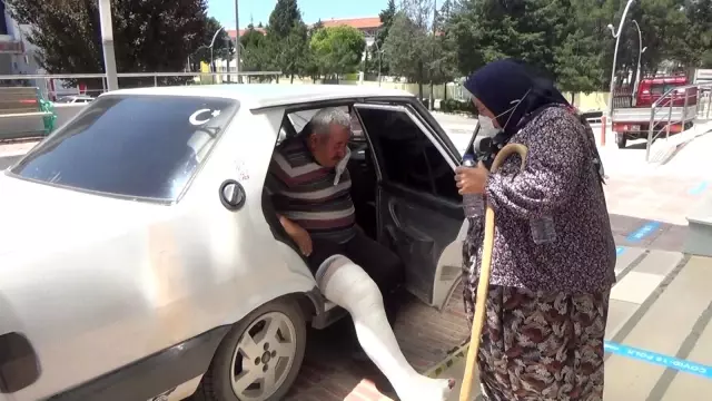 Üstüne inek düştü, sağ bacağı kırıldı