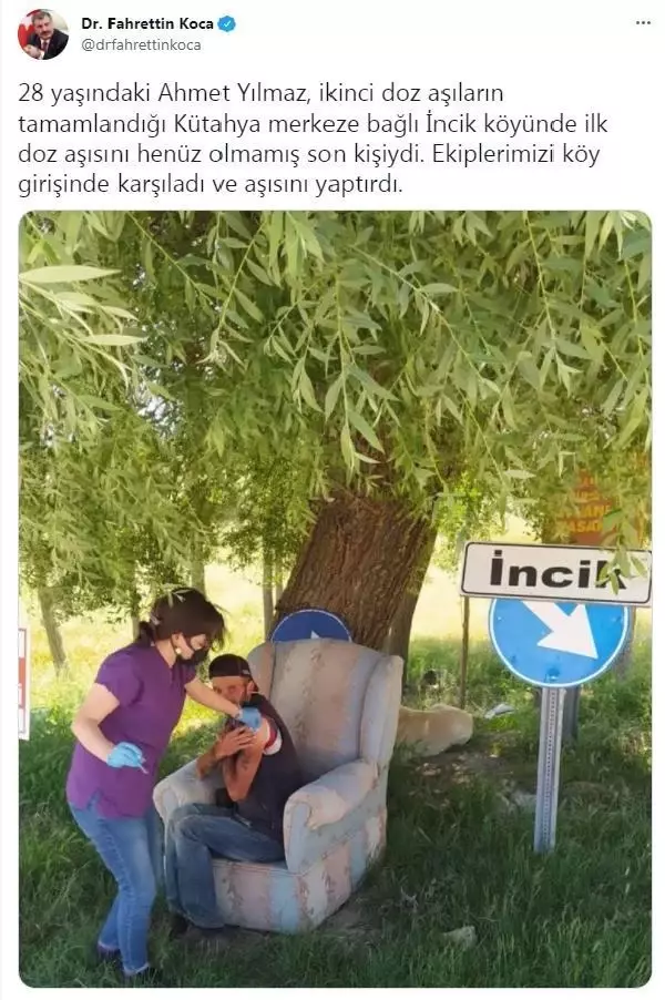 Son dakika haberleri: Bakan Koca: Köyde aşısını olmayan tek kişiye köy girişinde aşı yapıldı Son dakika haberleri: Bakan Koca: Köyde aşısını olmayan tek kişiye köy girişinde aşı yapıldı