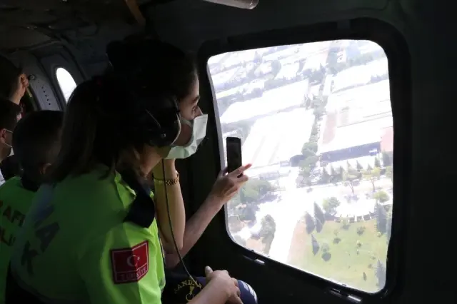 Eskişehir'de helikopter destekli trafik denetimi
