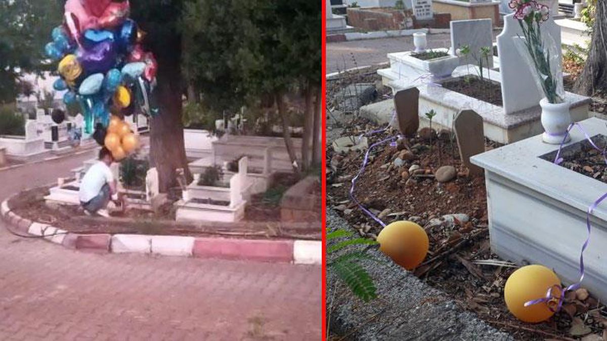 Görüntüler merak uyandırmıştı! Çocuk mezarlarına balon bağlayan vatandaşın sırrı çözüldü