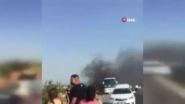 İzmir'de yolcu otobüsü alev alev yandı