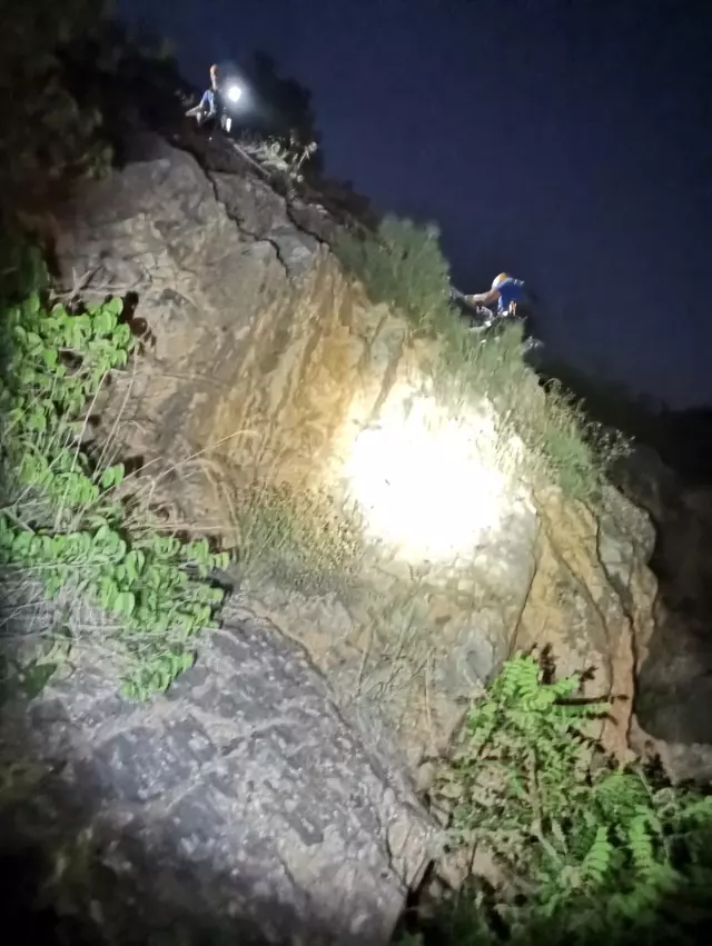 Kaçan 2 kurbanlık koyunu 5 kişilik ekip kayalıklardan kurtardı