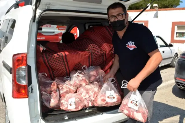Kadın girişimciden ihtiyaç sahibi ailelere kemiksiz 1 ton et desteği