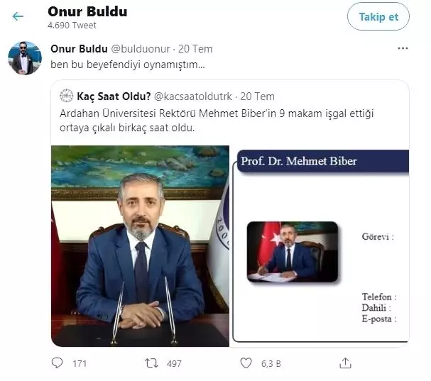 9 makamlı rektör skeç oldu