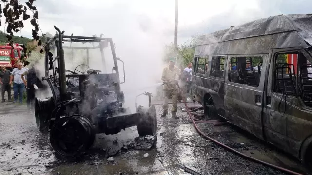 Alaplı'da peş peşe çıkan yangınlar korkuttu: Bir ev, araba ve traktör kül oldu