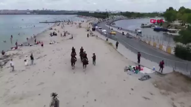 ATLI POLİSLERDEN KÜÇÜKÇEKMECE SAHİLİNDE DENETİM