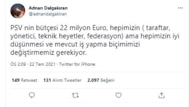 Beşiktaş İkinci Başkanı Adnan Dalgakıran, G.Saray'ın PSV'ye 5-1 kaybettiği maçla ilgili dikkat çeken yorum yaptı Beşiktaş İkinci Başkanı Adnan Dalgakıran, G.Saray'ın PSV'ye 5-1 kaybettiği maçla ilgili dikkat çeken yorum yaptı