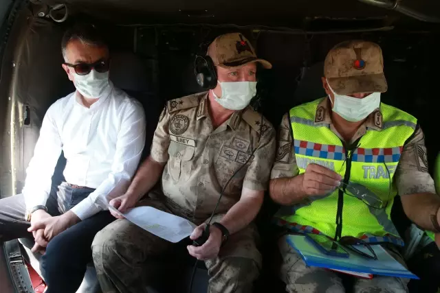 Vali Oktay Çağatay, helikopterle trafik denetimi yaptı