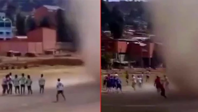 Bolivya'da futbol ma ncesi kan "eytan hortumu" evredekileri panie srkledi