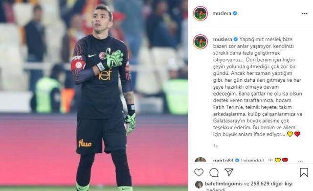 PSV maçı için 'Benim için zor geceydi' paylaşımı yapan Muslera'ya Galatasaray'dan destek