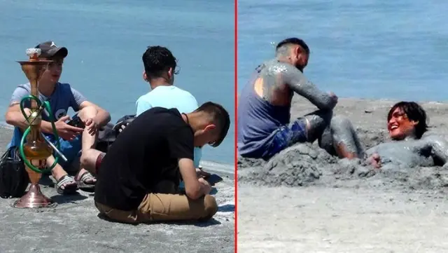 Salda Gölü'nde nargile içen ve çamur banyosu yapan 4 kişiye idari yaptırım Salda Gölü'nde nargile içen ve çamur banyosu yapan 4 kişiye idari yaptırım