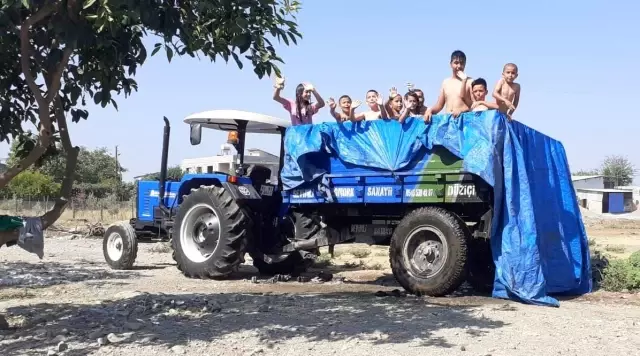 Traktör römorkunu havuza çevirdiler