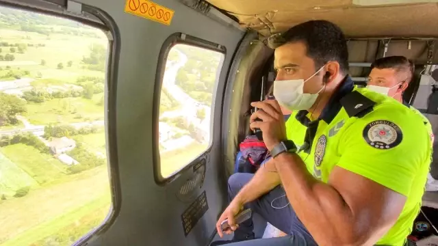 Zonguldak'ta bayram trafiği havadan denetlendi