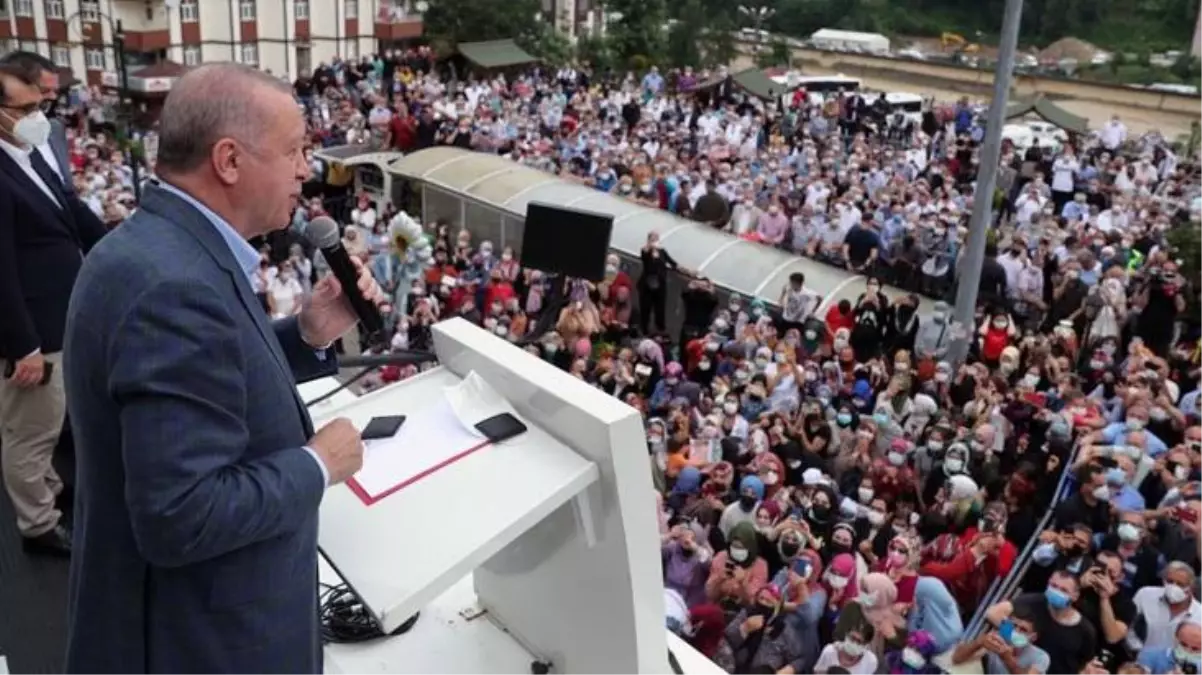 Cumhurbaşkanı Erdoğan selin vurduğu Rize'de vatandaşlara seslendi: 1 yılda 550 konut inşa edeceğiz