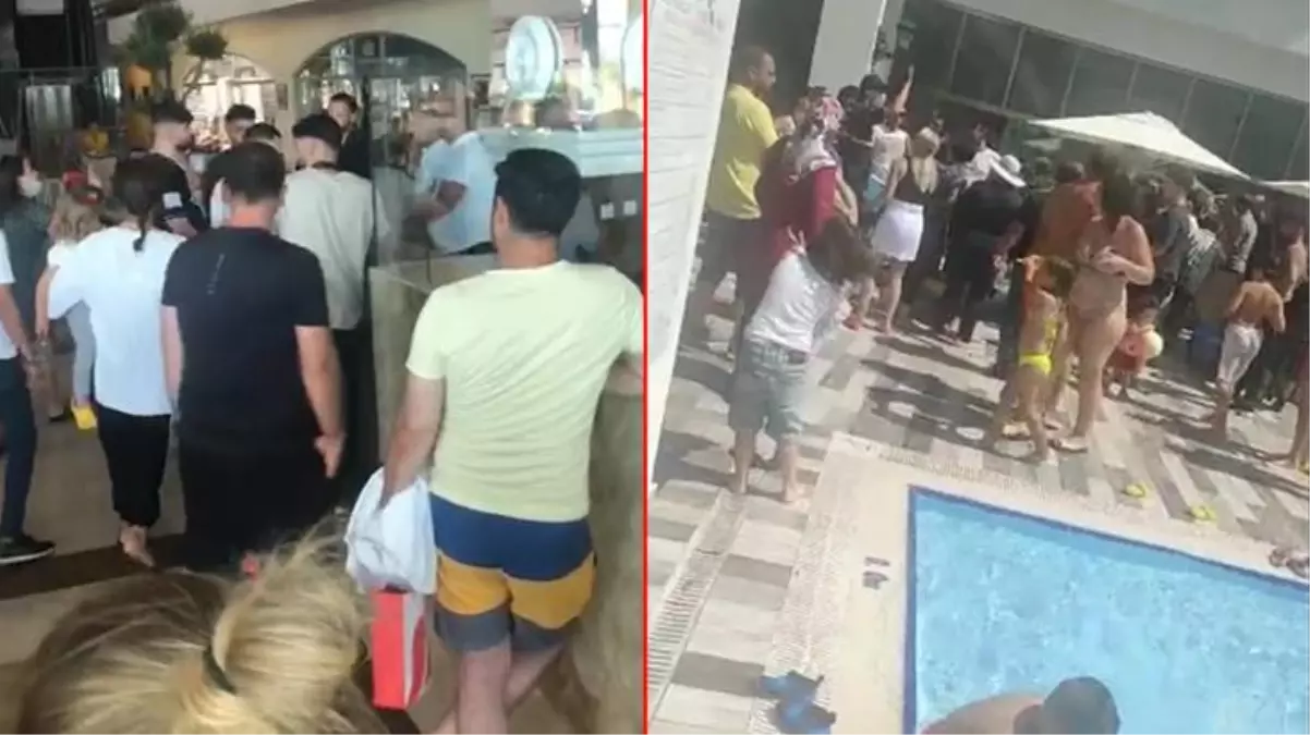 Otelin isim ve sahibinin değişmesi nedeniyle içeri alınmayan tatilciler otelin havuzunu bastı