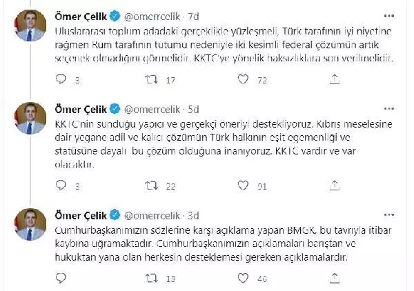 AK Parti'li Çelik: BMGK'nın KKTC açıklamasını tümüyle reddediyoruz