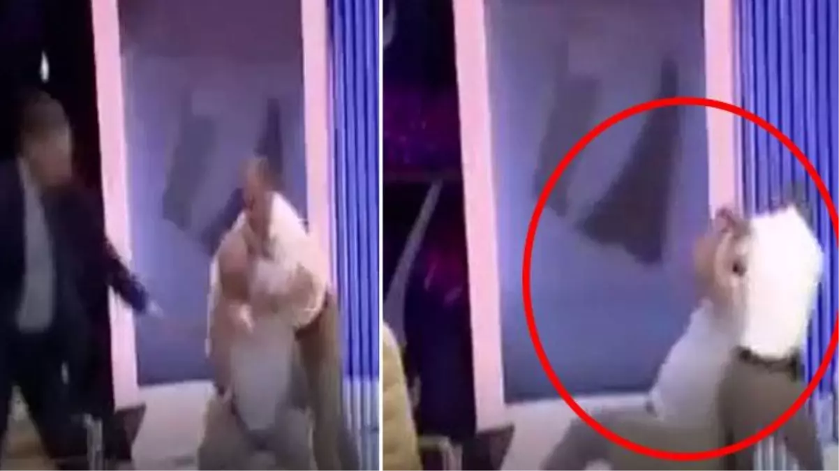 Canlı yayın ringe döndü! Eski bakan yardımcısını önce yumruklayıp sonra koltuğuyla yere yapıştırdı