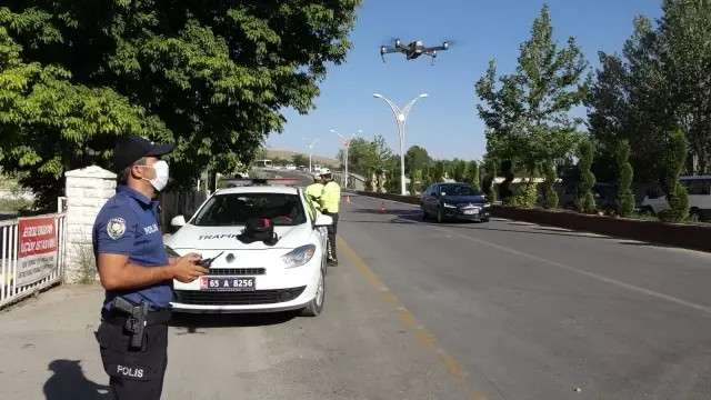 Erciş'te droneli trafik denetimi