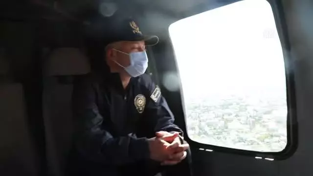 Kara yollarındaki trafik helikopterle denetlendi