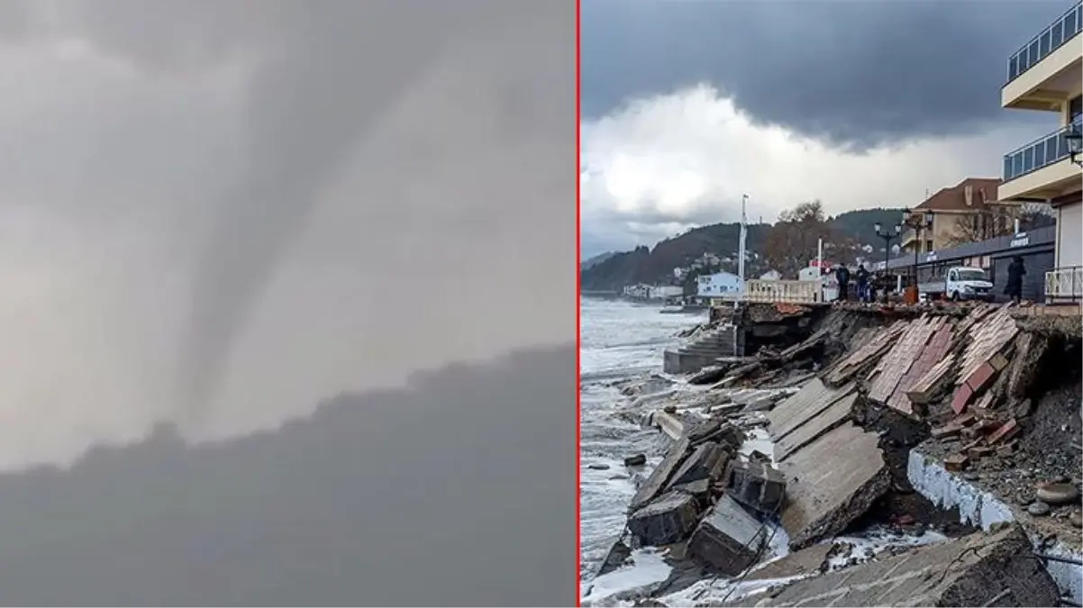 Sel ve fırtınanın vurduğu Soçi'de çıkan hortum kameralara yansıdı