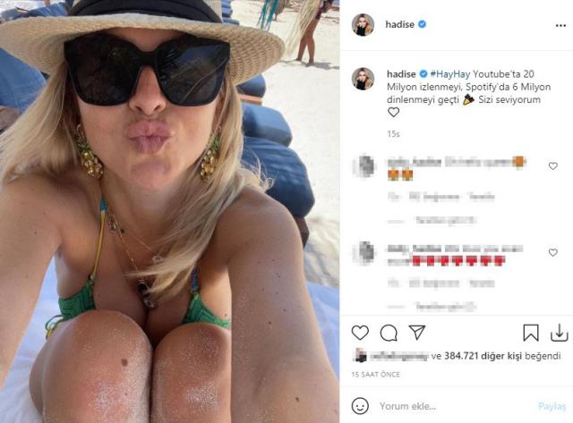 Hadise, yeni şarkısının başarısını Instagram'dan paylaştığı bikinili pozuyla kutladı