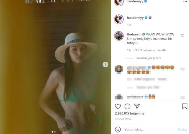 Hande Erçel'in bikinili pozuna sevgilisi Kerem Bürsin'den bomba yorum: Kim çekmiş