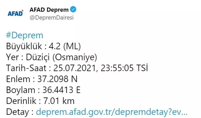 Osmaniye'deki deprem İslahiye'de paniğe neden oldu